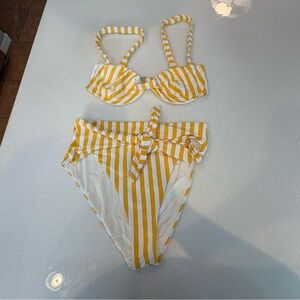 Onia Yellow and White Striped Bikini